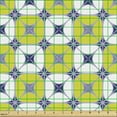 thumbnail image 2 of Abstract Fabric by the Yard, Round Square with Diagonal Streaks Retro Layout, Upholstery Fabric for Dining Chairs Home Decor Accents, Yellow Green Indigo by Ambesonne, 2 of 5