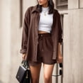thumbnail image 2 of Womens Long Sleeve Shirt Suit Two Piece Sets Summer Cruise Outfits Loungewear Oversized Vacation Workout Shorts Sets Sweatsuit, 2 of 4
