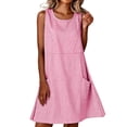 thumbnail image 2 of QUNYINEY Sleeveless Womens Sundresses Striped A Line Casual Midi Tank Dress Beach with Pockets Crew Neck Loose Fit Dresses, 2 of 8