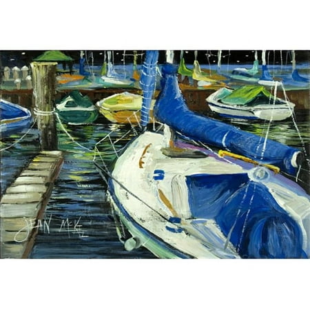 

Carolines Treasures Night On The Docks Sailboat Fabric Placemat