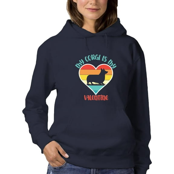 Vintage My Corgi Is My Valentine Hoodie Women -Image by Shutterstock, Female 4X-Large