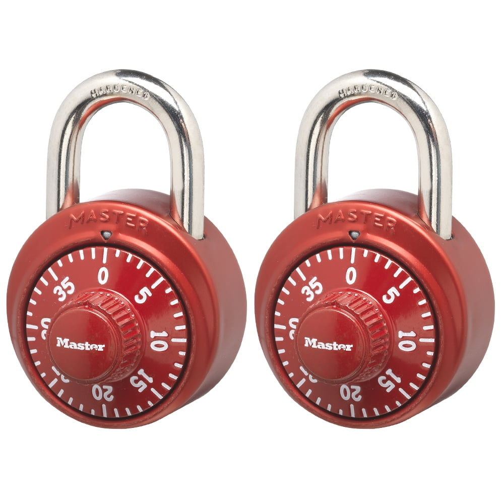 Master Lock 1530T Dial Combination Padlock, 1-7/8 in. Wide, Assorted Colors, 2-Pack