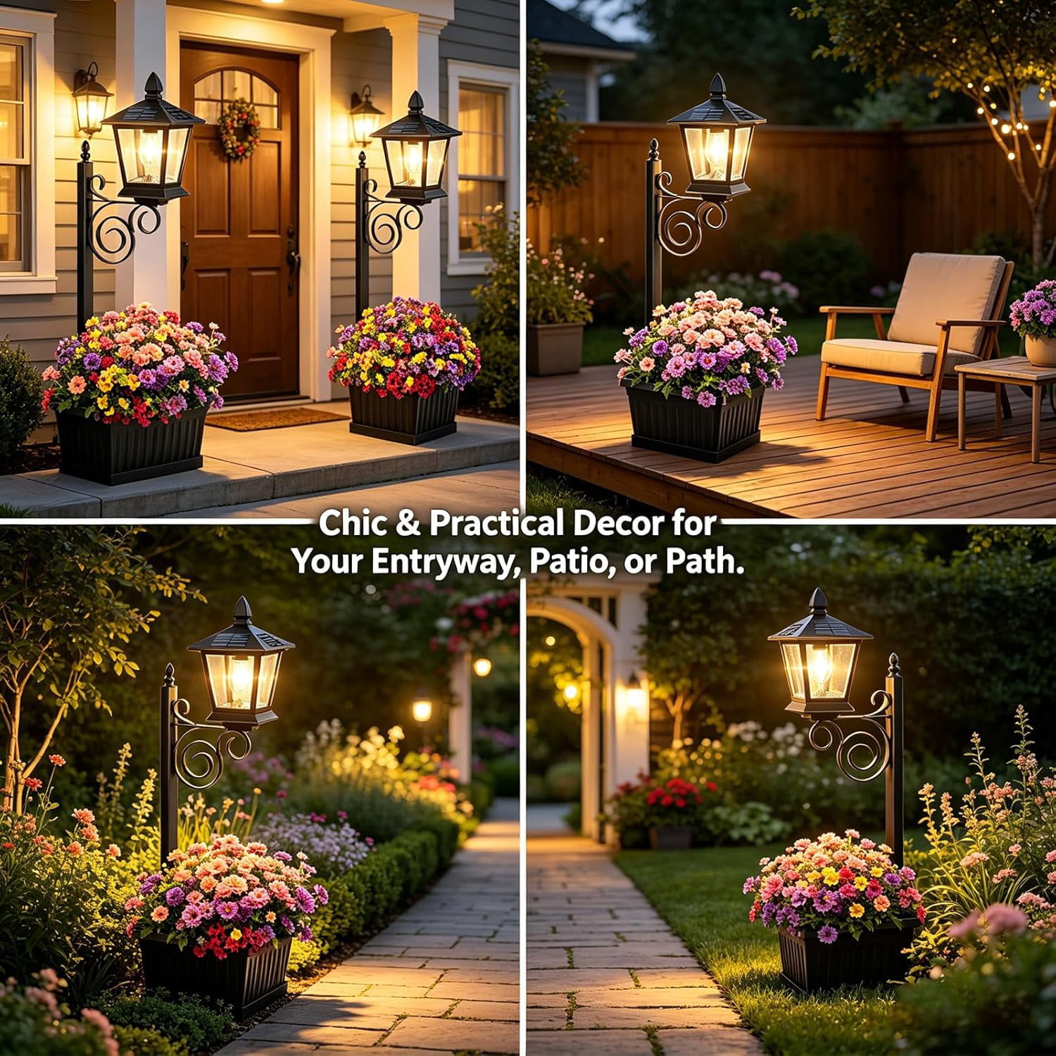 2-in-1 Solar Pathway Light with Planter, Heavy Duty Waterproof Outdoor Lamp Post for Front Door, Porch & Landscape(RL 1 PC)