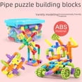 thumbnail image 2 of Bloques de construcción de tuberías de agua para niños, rompecabezas, juguetes de plástico para bricolaje, bloques de construcción de educación temprana para jardín de infantes, 2 of 4