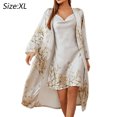 thumbnail image 2 of Conjuntos de pijamas de satén para mujer, 2 uds., conjunto de bata de pijama sedoso floral con camisón Chemise Zhivalor  BST3007135-4, 2 of 6