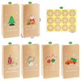 thumbnail image 4 of 12 set Party Gift Wrapping Cookie Pouch Holiday Xmas Christmas Kraft Paper Bags Snowman Fox Santa Claus Favor Bag D, 4 of 7