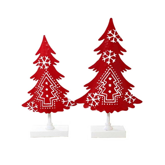 Ganz Embossed Red and White Tree with Snowflakes (2-Piece Set)