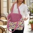 thumbnail image 3 of Pzuqiu Colorful Flower Large Capacity Quilted Tote Bag for Women Pink Diamond Puffer Shoulder Handbag, Lightweight Laptop Tote for Work, Travel, Shopping, College, Everyday Use, 3 of 7