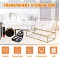 thumbnail image 4 of Glass Jewelry Box Decorative Vintage Jewelry Organizer Box with Hinged Lid and Mirrored Bottom Golden Rectangular Desktop Jewelry Organizer Holder Large Clear Glass Box for Storage Makeup, 4 of 11