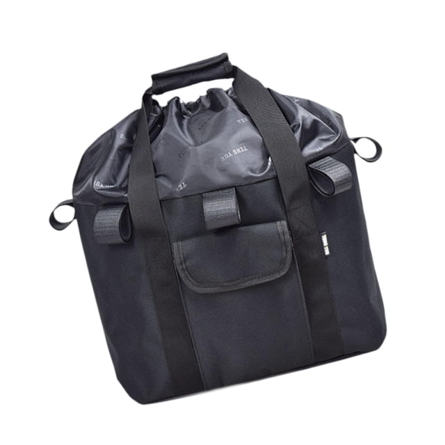 Bolsa con forro para cesta delantera de bicicleta, bolsa delantera con cordón para bicicleta eléctrica, bolsa de compras de mano, color negro