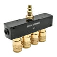 thumbnail image 2 of Interstate Pneumatics FPM44SR-KH4B Aluminum Rectangular Manifold with Four 1/4" Brass Industrial Couplers & One 3/8" Steel Industrial Plug Kit, 2 of 5