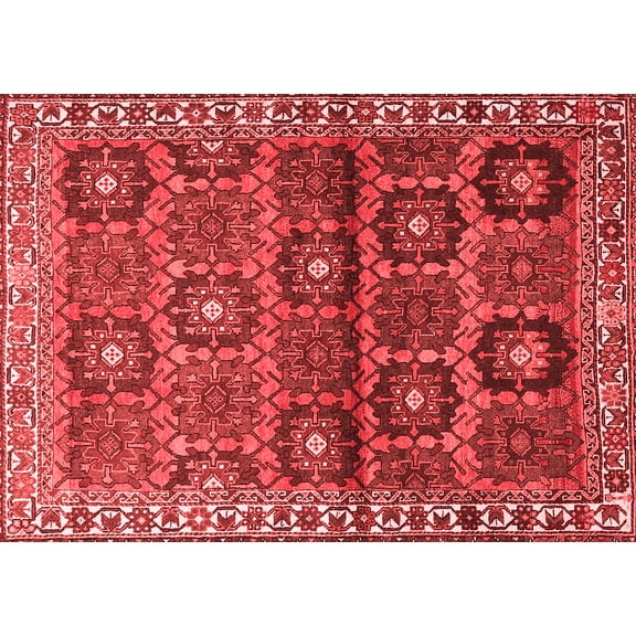 Ahgly Company Machine Washable Indoor Rectangle Persian Red Traditional Area Rugs, 5' x 7'