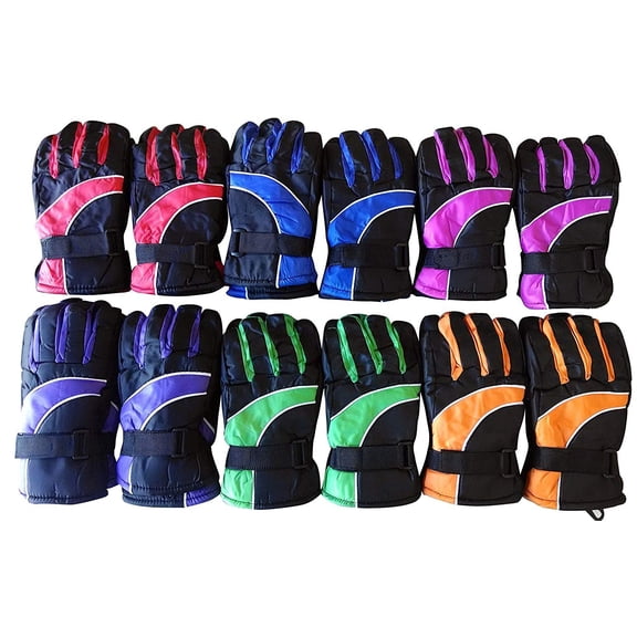 Yacht & Smith Value Pack of Kids Thermal Sport Winter Warm Ski Gloves (12 Pairs Assorted)