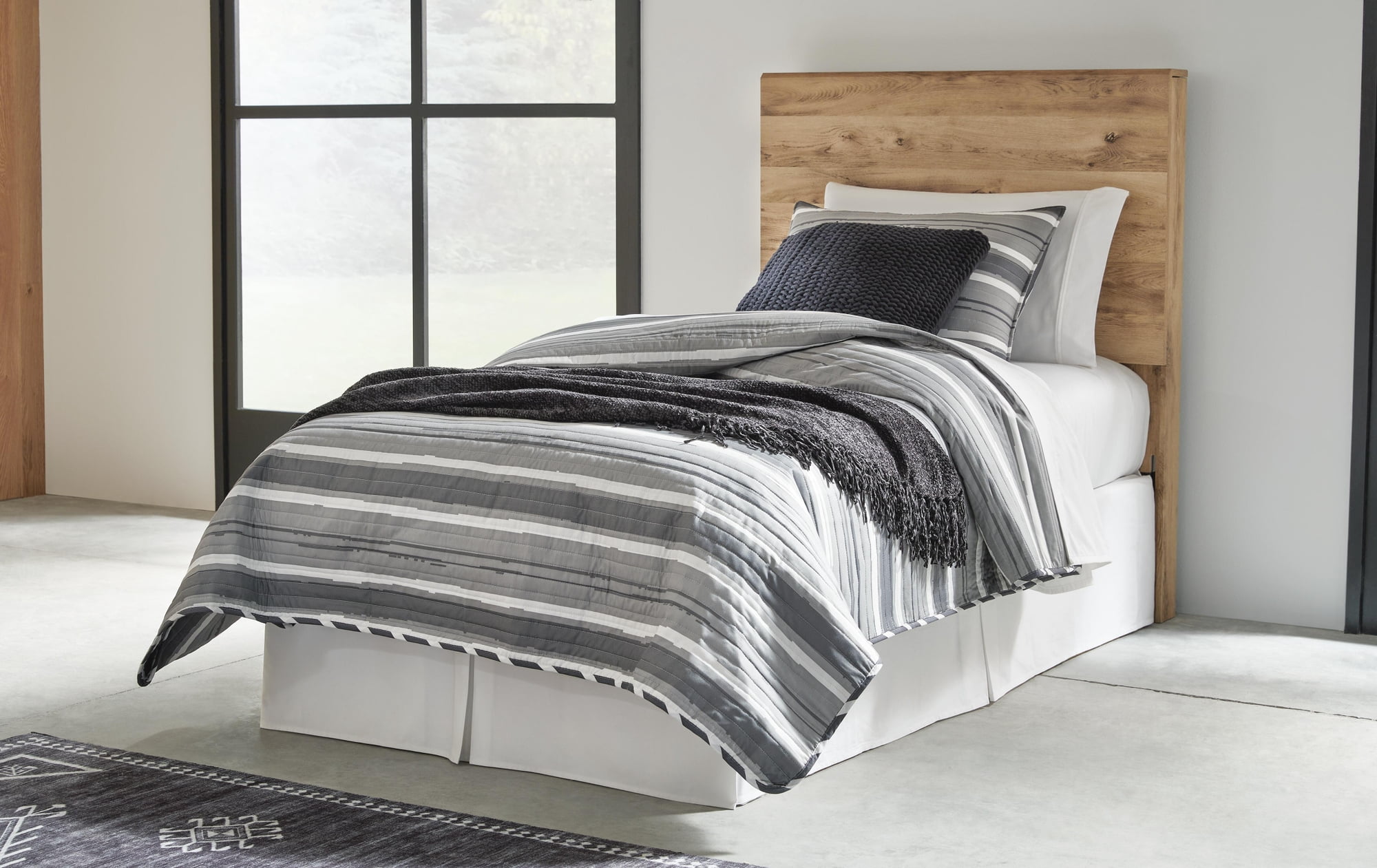 Signature Design by Ashley Hyanna Twin Panel Headboard, Tan Brown, Rustic Wood-Look Headboard