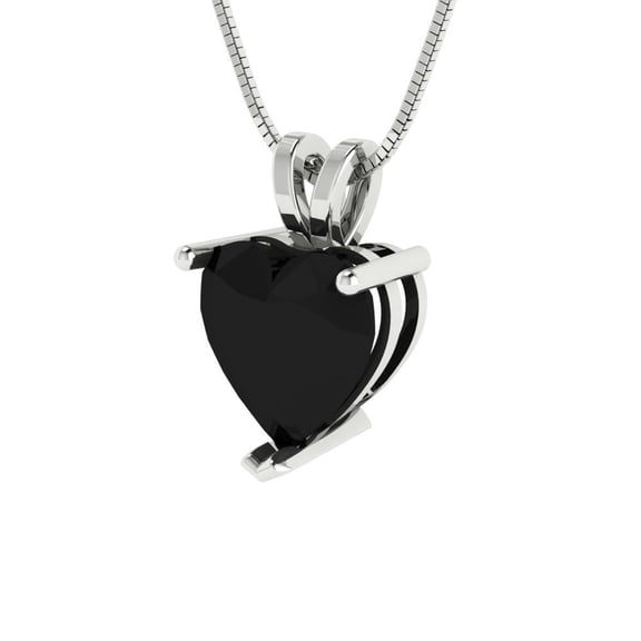 2 ct Brilliant Heart Cut Solitaire Natural Onyx 14k White Solid Gold Everyday Affordable Designer Necklace Pendant with 16" Chain