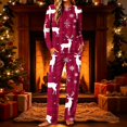 thumbnail image 2 of successthop Christmas Pajamas for Women 2 Piece Reindeer Long Sleeve Snowflake Tops Holiday Pants Merry Loungewear, 2 of 5