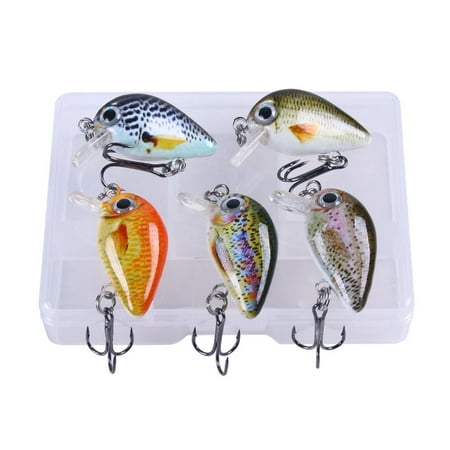 5Pcs Fishing Lure Artificial Fish Baits Topwater Crankbaits Wobblers Artificial Hard Baits with Tackle Box Easy to Use