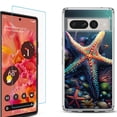 thumbnail image 1 of Shockproof Bumper Phone Case for Google Pixel 7, with Tempered Glass Screen Protector, by OneToughShield ® - Starfish, 1 of 4