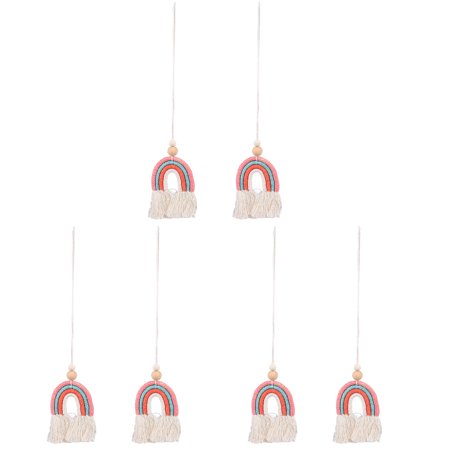 

HOMEMAXS 6 pcs Rainbow Pendant Bohemia Style Wooden Bead Hanging Decor Redolent Car Decor