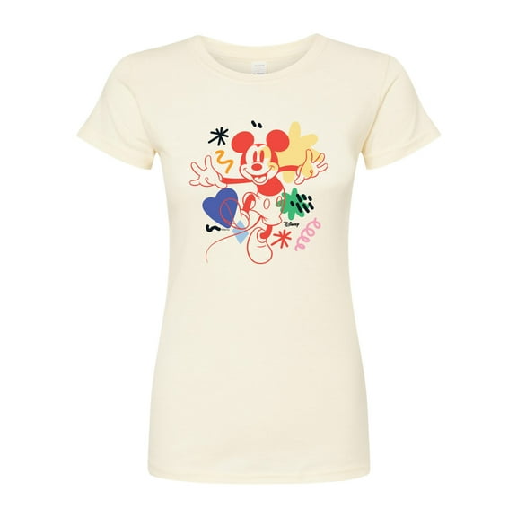 Disney - Mickey Mouse - Colorful Retro Style - Juniors Fitted Graphic T-Shirt