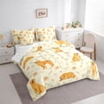 thumbnail image 2 of Homewish Golden Retriever Animal 7-Piece Twin Bedding,Dog Paws Bone Bedding Comforter Set,Yellow,Reversible, 2 of 8