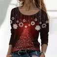thumbnail image 2 of Fesfesfes Ugly Xmas Sweater Women Long Sleeves Floral Casual Shirts Round Neck Pullover Loose Tunic Tops Christmas Tree Print Round Neck Blouse, 2 of 5