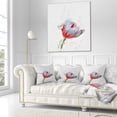thumbnail image 3 of Designart Beautiful Red White Flower Sketch - Floral Throw Pillow - 18x18, 3 of 5