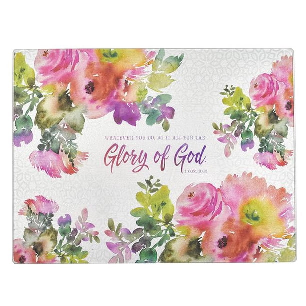Christian Art Gifts Cutting Board Glass Glory of God 1 Cor 10 31