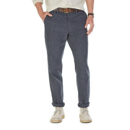 New [154 13]NEW Nautica Charcoal Heather Men 32x32 Flat-Front Beacon Pants