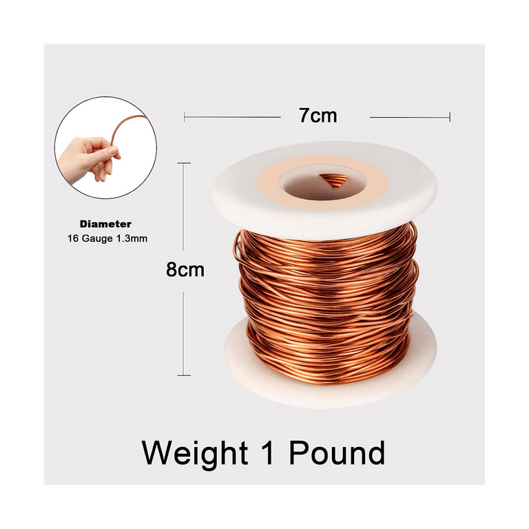 BULK, 16 Gauge, Bare Copper Craft Wire, 1 LB (125 Feet)