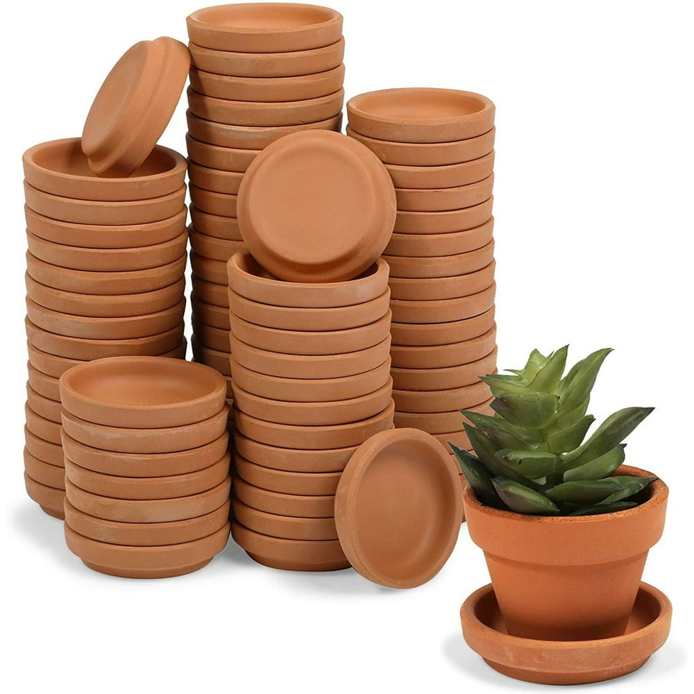 80Pack 2Inch Mini Clay Terra Cotta Plant Pot Saucers