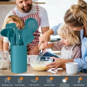 Vesteel 15-Piece Kitchen Utensils Set, Silicone Cooking Utensils with Holder, Non-stick Cookware Friendly & Heat Resistant - Teal Blue