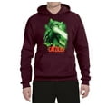 thumbnail image 2 of Catzilla Parody Taking Over City | Mens Cat Lover Hooded Sweatshirt Graphic Hoodie, Maroon, Medium, 2 of 3