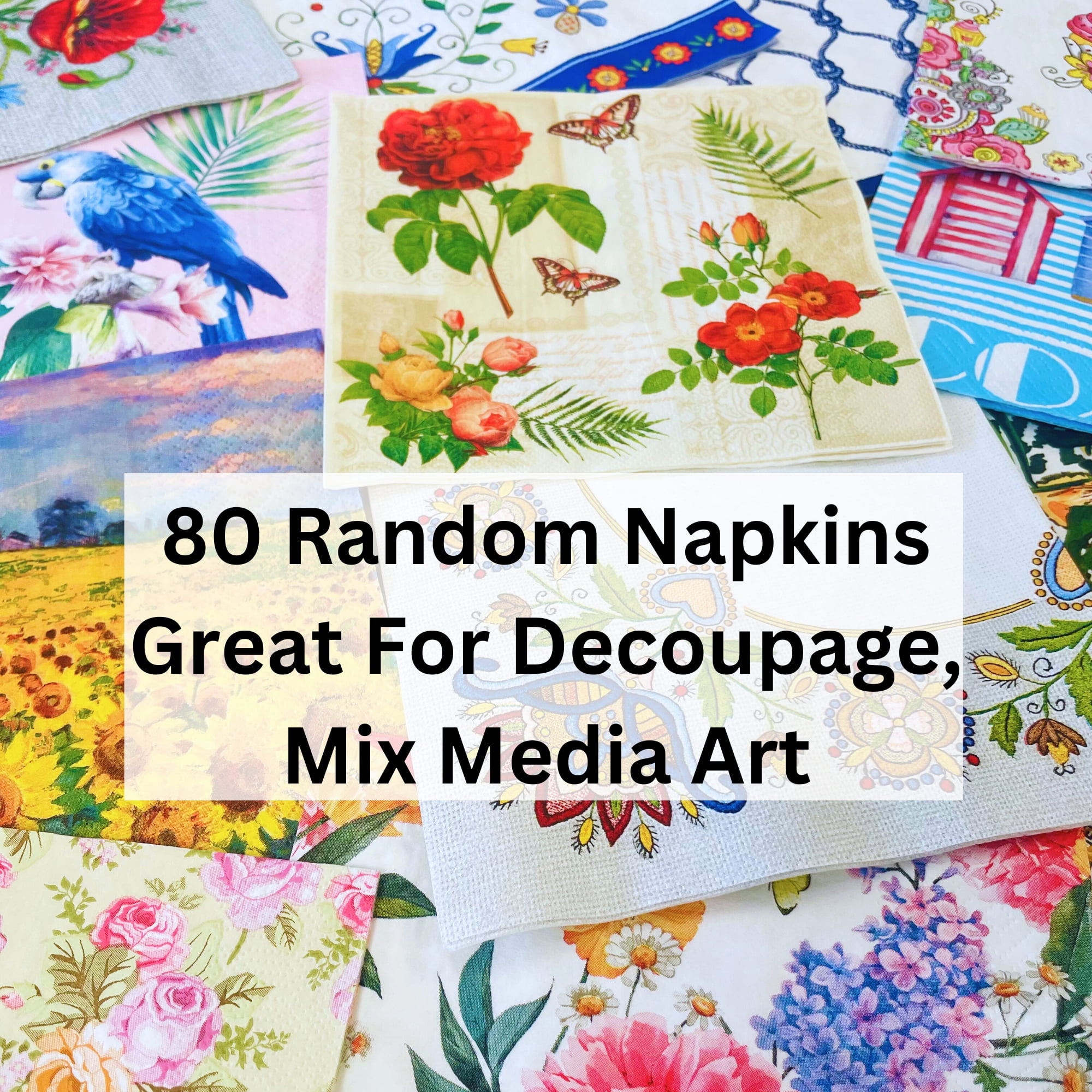 Keep Unique Decoupage Napkins, Mystery Pack of Random Paper Napkins, Assorted Color, 80 pcs