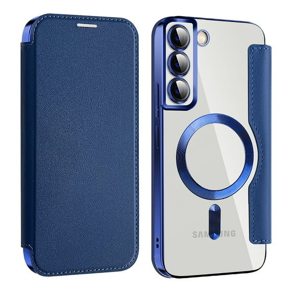 Allytechgroup Wallet Case for Samsung Galaxy A56 5G with Card Slots & Lens Protector, Compatible with MagSafe, Slim Shockproof Anti-Scratch Clear Back Panel [RFID Blocking] Case, Darkblue