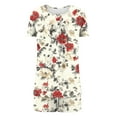 thumbnail image 6 of Rollbacks & More Viikei Women's Summer 2 Piece Outfits Lounge Sets,Women Casual Round Neck Print Short Sleeve Blouse Fashion Pants Pajamas Suit Beige S, 6 of 6