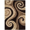 thumbnail image 2 of HR HANDCRAFT RUGS, Brown shag Rug 5X7 for Living Room Decor 2021 Rug Trends Bright Modern Swirls Pattern, 3-D Hand Curved Shaggy Rug Chocolate Coco/Chocolate/Brown, 2 of 7
