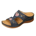 thumbnail image 1 of Embroidery Orthopedic Comfy Flip Flop Sandals Open Toe Summer Outdoor Slippers Wedges Slippers for Women, 1 of 7