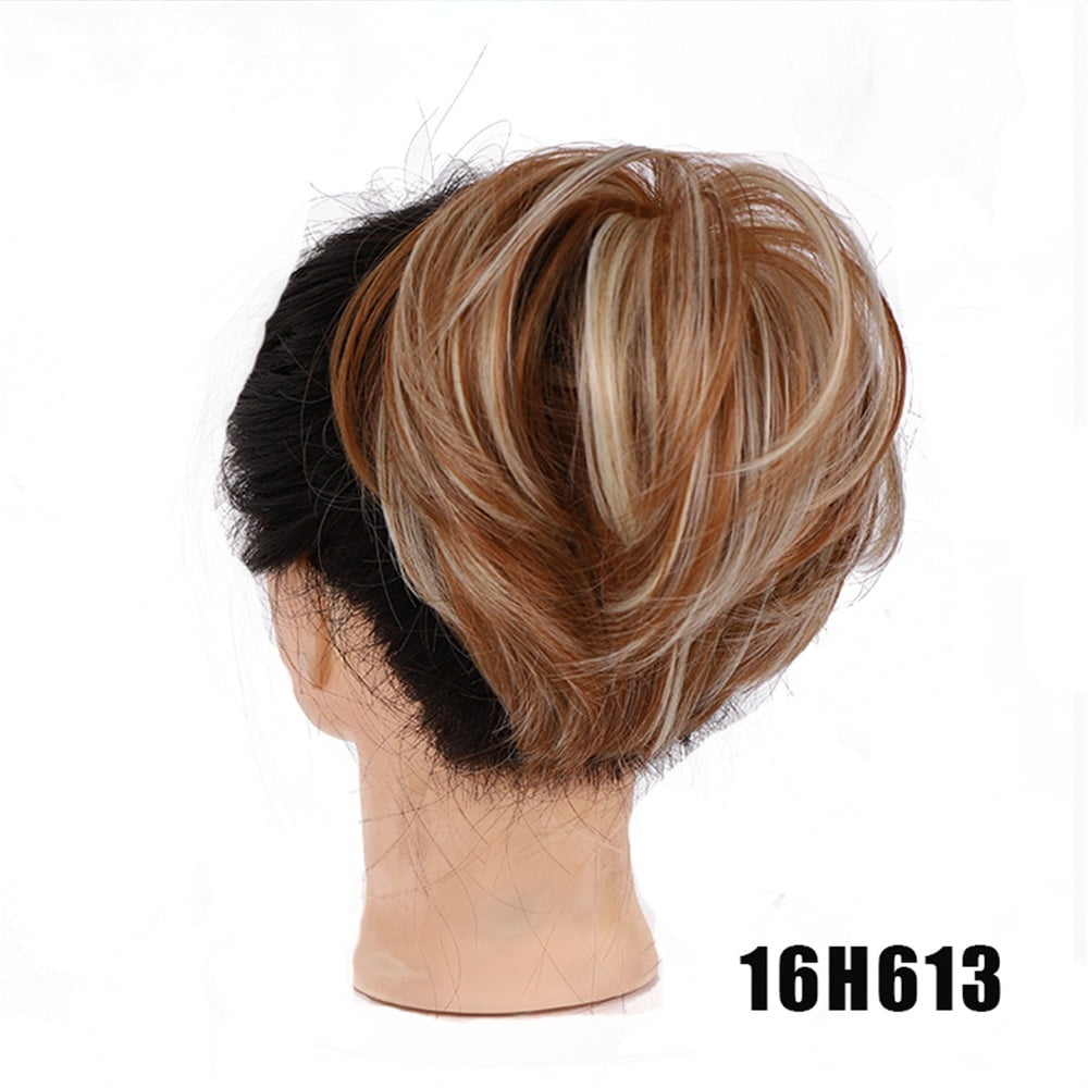 Synthetic Messy Bun Scrunchie Chignon with Elastic Bands Donut Straight Ponytail Hair Pieces