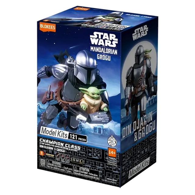 Figura Armable Coleccionable Blokees Star Wars El Mandaloriano y Grogu Clase Campeón Din Djarin y Grogu