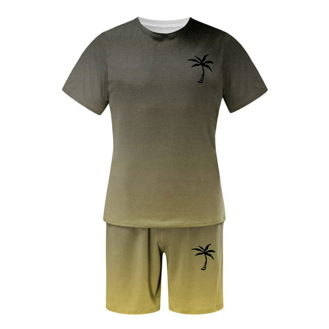 SHIXIAOO Men's 2025 Summer Tracksuit Plus Size Short Sleeve O Neck Athletic Suit Casual Color Block Drawstring Waist Tracksuit Set Men's Suits Slim Fit Modern Chef Suit for Men