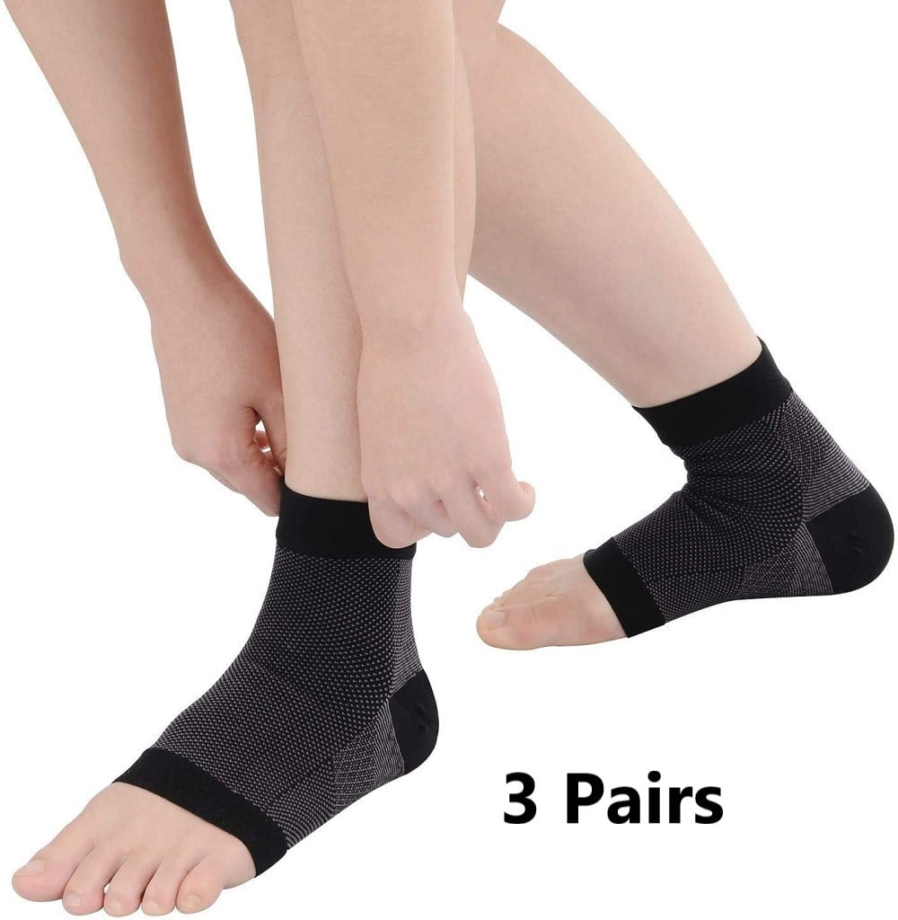 Tarusky Compression Ankle Sleeves for Men & Women Heel Pain Arch Support and Treatment for Everyday Use. BEST Plantar Fasciitis Socks for Foot Pain Relief Pink/White-1Pr, Lg/XL