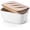 White, variant on Ceramic Butter Dish, Extra Large Butter Keeper for Countertop or Fridge, Airtight Butter Container with Wooden Lid, Farmhouse Kitchen Decor and Accessories, Freezer Safe