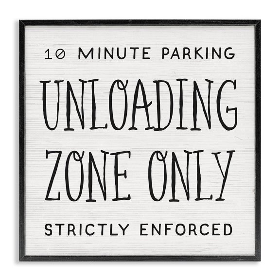 Stupell Industries Farmhouse 10 Minute Parking Funny Bathroom Phrase Unloading Zone Black Framed Giclee Art, 12 x 12, by Lil' Rue