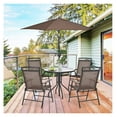 thumbnail image 4 of Set of 2 Folding Patio Chairs, Metal Textilene Patio Dining Chairs with Armrests & Metal Frame, 2 Pack Portable Sling Chairs Deck Lawn Chair for Indoor & Outdoor Garden Backyard Porch, 4 of 4