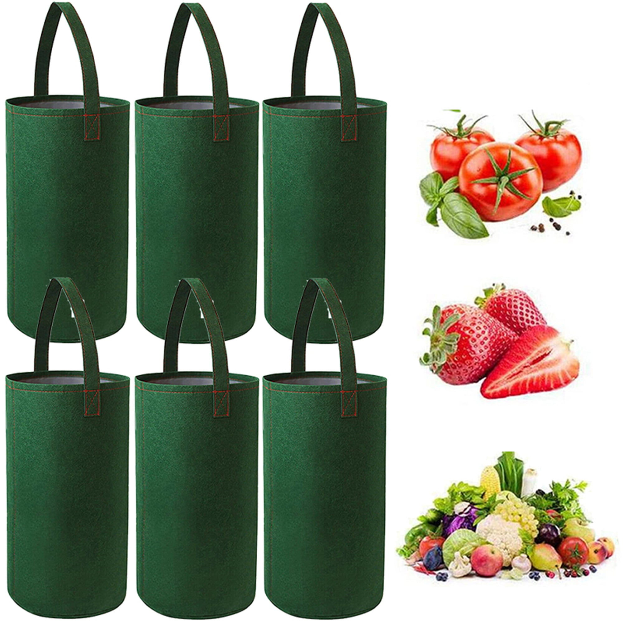 Elbourn 6 Pack Upside Down Planter Felt Hanging Tomato Grow Bag