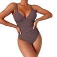 thumbnail image 1 of PEASKJP Womens Floral One Piece Swimsuit Beach Sport Conjoined Swimwear Vacation Pool Party, Coffee S, 1 of 5