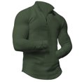 thumbnail image 5 of Momasggi Men's Waffle Sweatshirt Quarter Zip Sweatshirts Lightweight Long Sleeve Solid Color Stand Collar Pullover Tops Outdoor Hiking Sport Golf Sweatshirts Army Green XL, 5 of 9