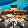 thumbnail image 6 of Orange Sunflower Pumpkins Round Tablecloth, Fitted Table Cover with Elastic for 36"-44" Round Tables, Pastoral Botanical Rustic Table Cloth Outdoor Indoor Dinning Party Waterproof Tablecloths, 6 of 7
