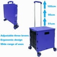 thumbnail image 3 of FELICON Foldable Utility Cart Portable with Durable Heavy Duty Plastic Telescoping Handle Collapsible 4 Rotate Wheels for Travel Shopping (Blue), 3 of 8